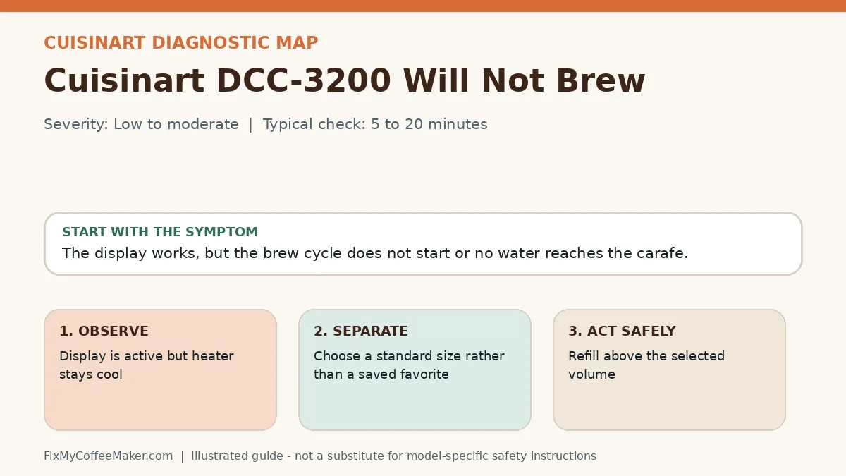 Diagnostic decision map for Cuisinart DCC-3200 Will Not Brew