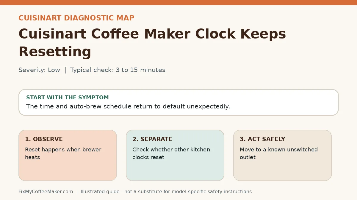 Diagnostic decision map for Cuisinart Coffee Maker Clock Keeps Resetting
