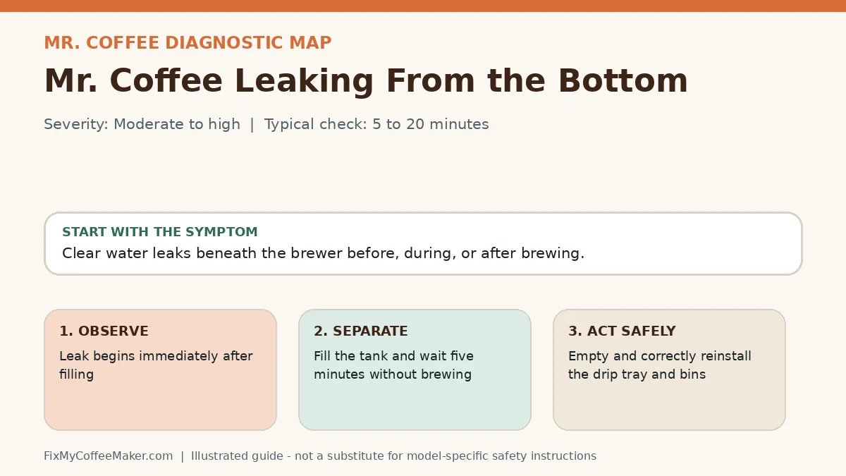 Diagnostic decision map for Mr. Coffee Leaking From the Bottom